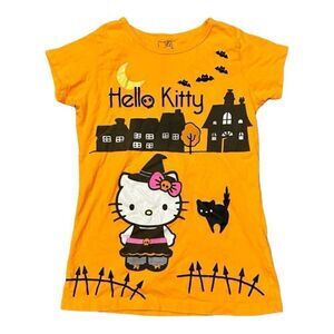 Hello Kitty Women's Orange and Black T-shirt